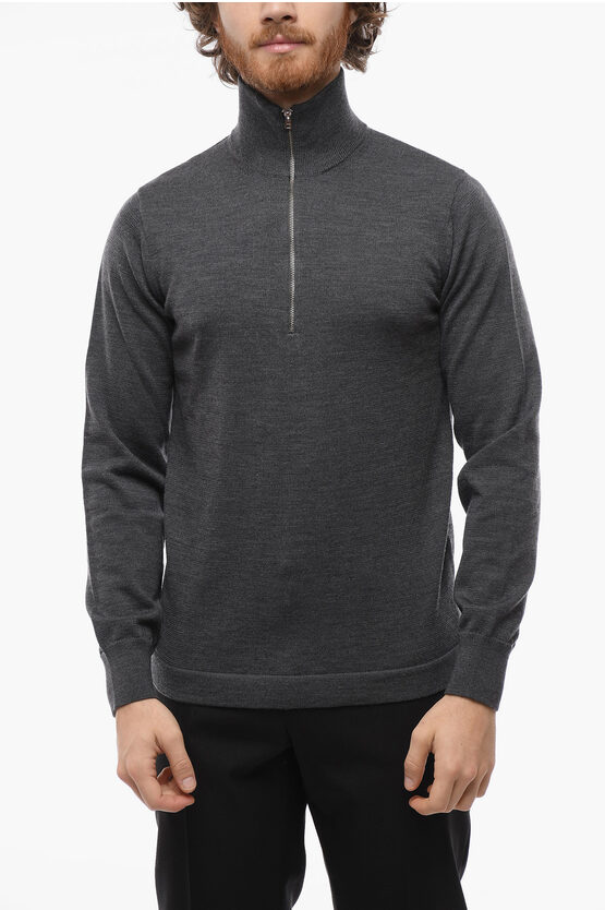 Norse Projects Wool Blend Half Zip Sweater In Gray