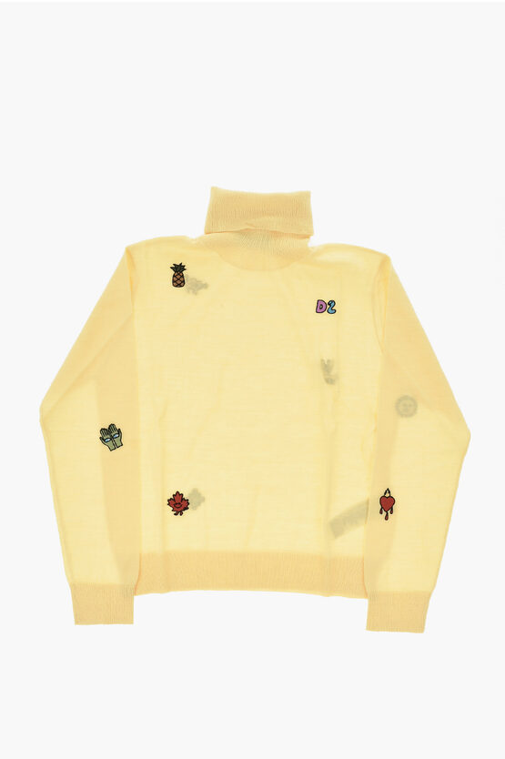 Dsquared2 Wool-blend High-neck Sweater With Embroidery
