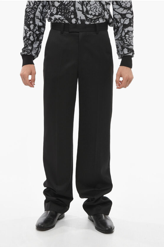 We11 Done Wool Blend High-waisted Pants In Black