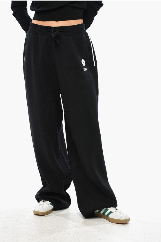 Kenzo Wool Blend Joggers With Drawstring Waist In Black