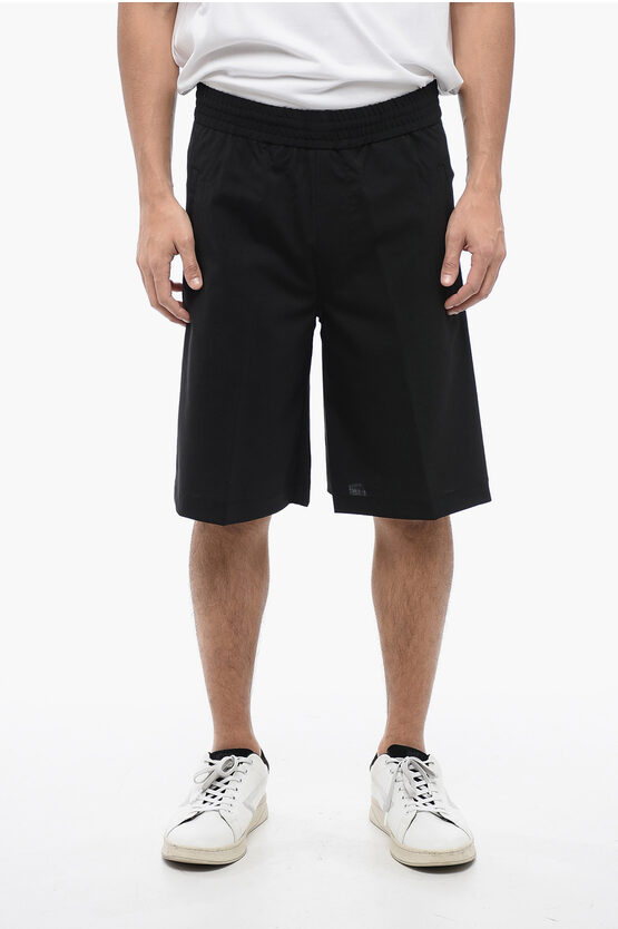 Shop Neil Barrett Wool Blend Jordan Shorts With Elastic Waistband