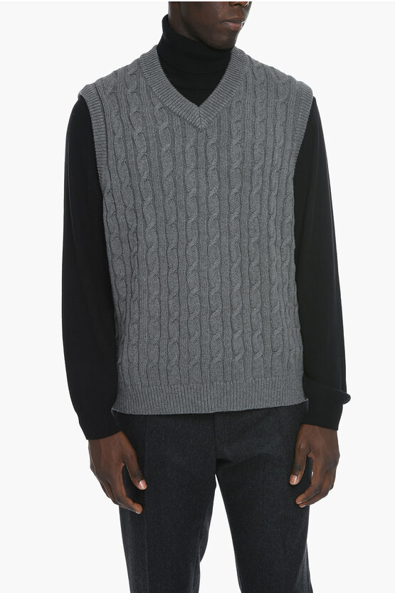 Samsoe & Samsoe Wool-blend Kenly V-neck Sleeveless Sweater In Gray