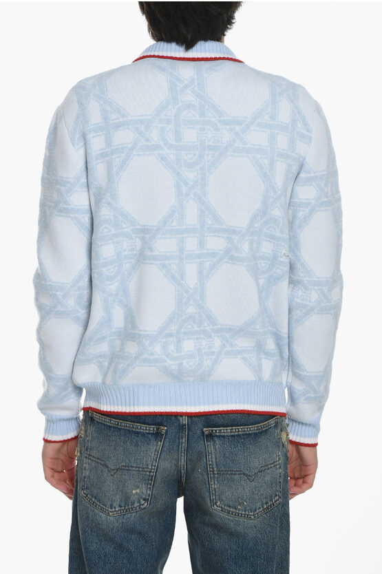 CASABLANCA Monogram Merino-blend Sweater in Blue for Men