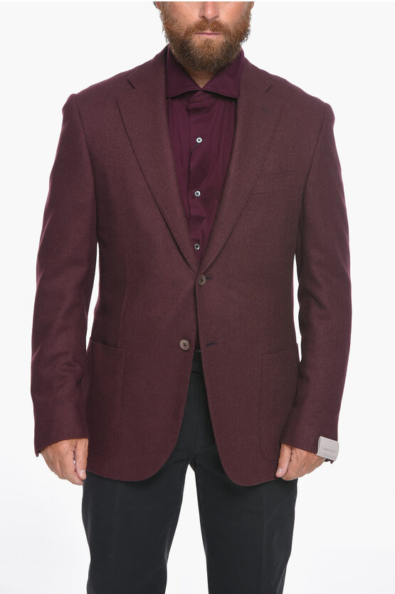Corneliani Wool-blend Leader Soft Unlined Blazer In Purple