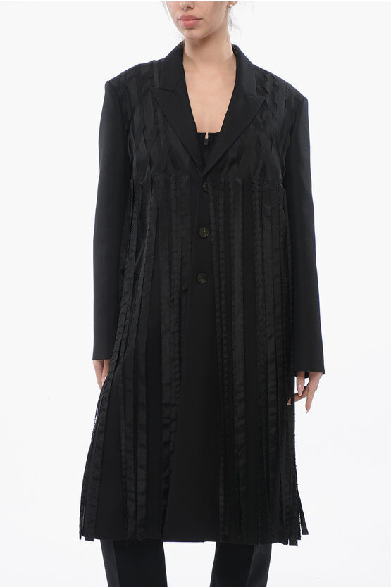 Dior Wool Blend Manteau Coat With Fringes