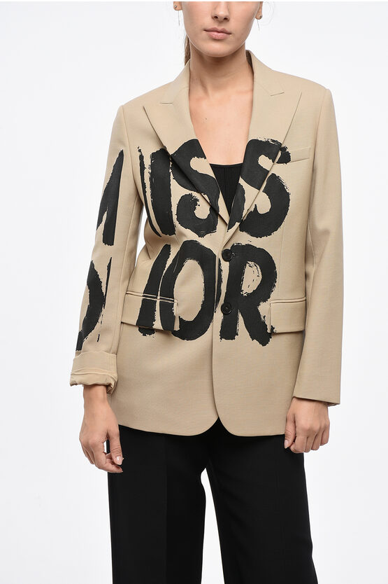 Dior Long-sleeved Suit Coat In Neutral