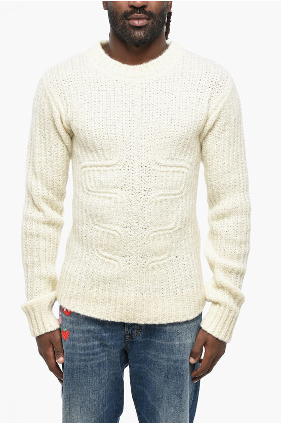 Dsquared2 Wool Blend Muscle Crew-neck Sweater In Neutral