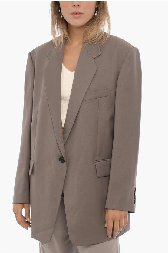 Shop Low Classic Wool Blend One Buttons Blazer With Flap Pockets