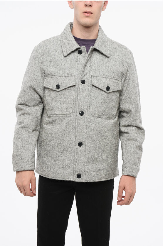 Woolrich Wool Blend Overshirt With Double Breast Pockets