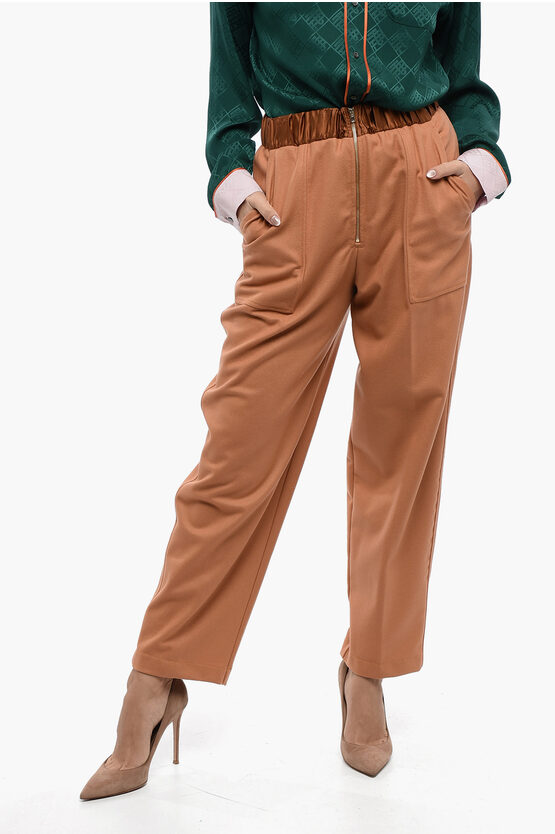 FORTE FORTE WOOL BLEND PANTS WITH ELASTIC WAISTBAND