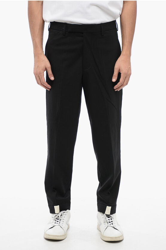 Shop Neil Barrett Wool Blend Priest Collar Low-rise Pants