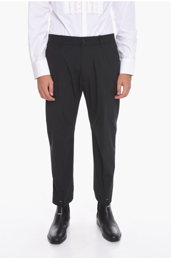 Dsquared2 Wool Blend Pully Trousers With Loose-fit In Black