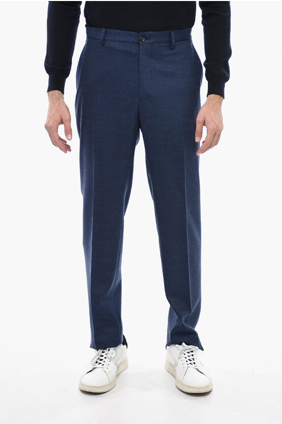 Etro Wool Blend Regular Fit Trousers In Blue