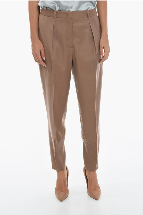 Fabiana Filippi Wool Blend Relaxed Fit Trousers In Brown
