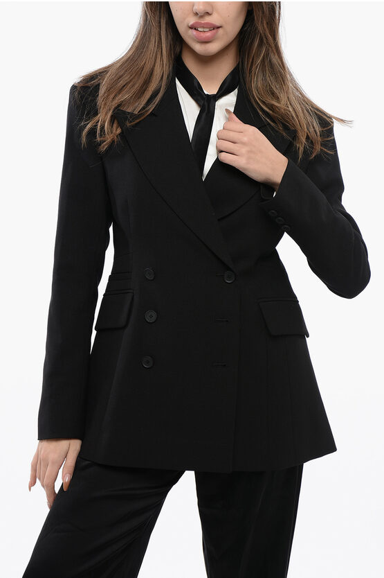 Shop Allsaints Wool Blend Sevenh Double Breasted Blazer With With Peak Lape