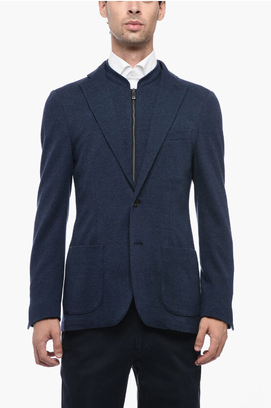 Corneliani Wool Blend Single Breastd Blazer With Removable Chest Piece