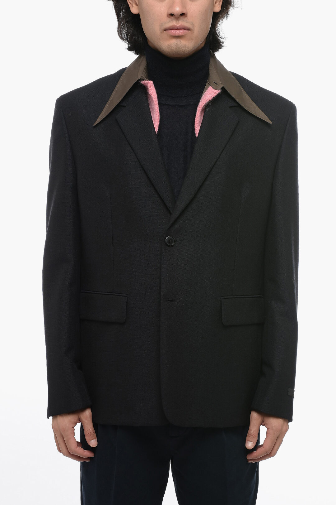 Prada Wool Blend Single-Breasted Blazer With Removable