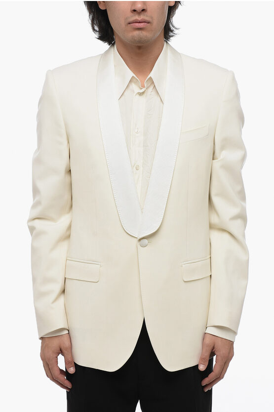 Shop Dolce & Gabbana Wool Blend Single Breasted Blazer With Shawl Lapel