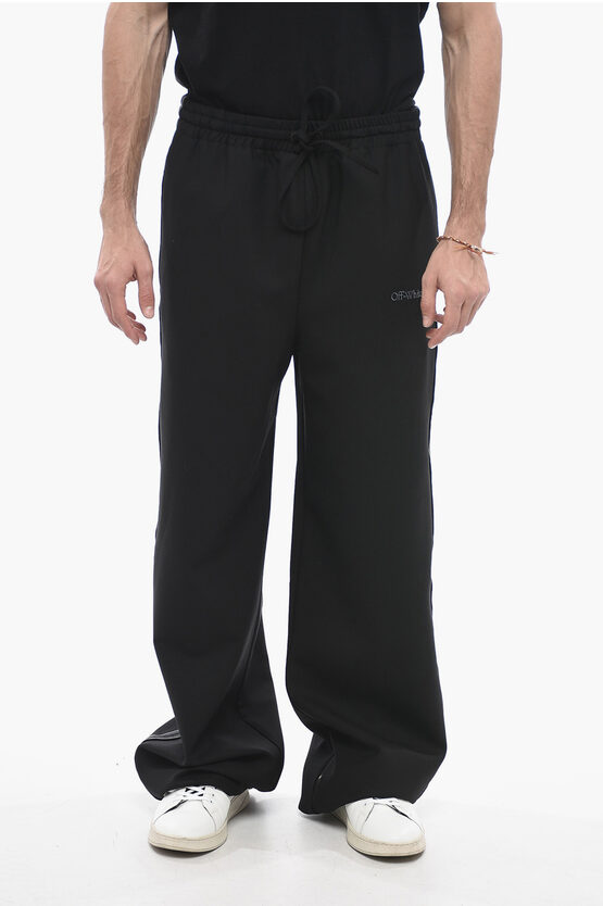 Off-white Wool-blend Skate Joggers With Embroidered Logo In Black