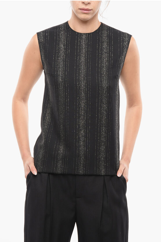 Shop Stella Mccartney Wool-blend Sleeveless Top With Lurex Details