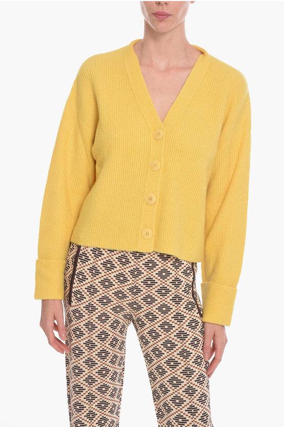Kate Spade Wool-blend Slouchy Cardigan In Yellow