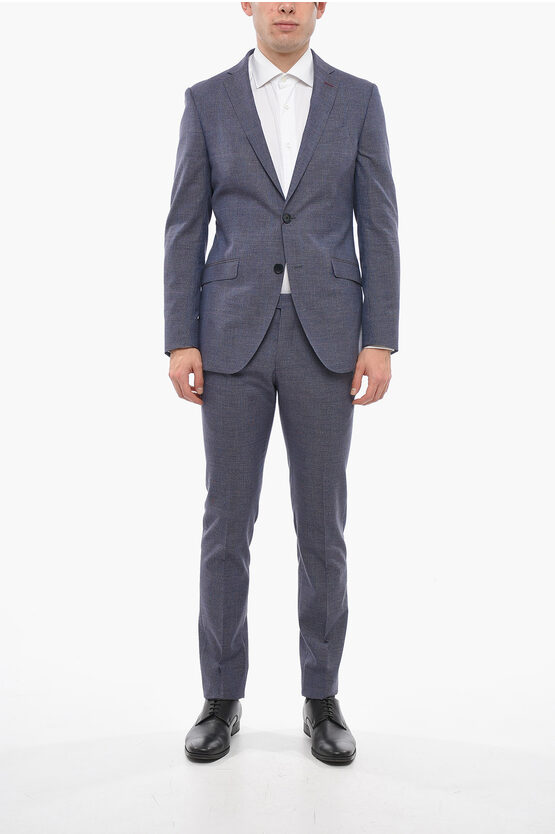 Etro Wool Blend Suit With District Check Pattern In Blue
