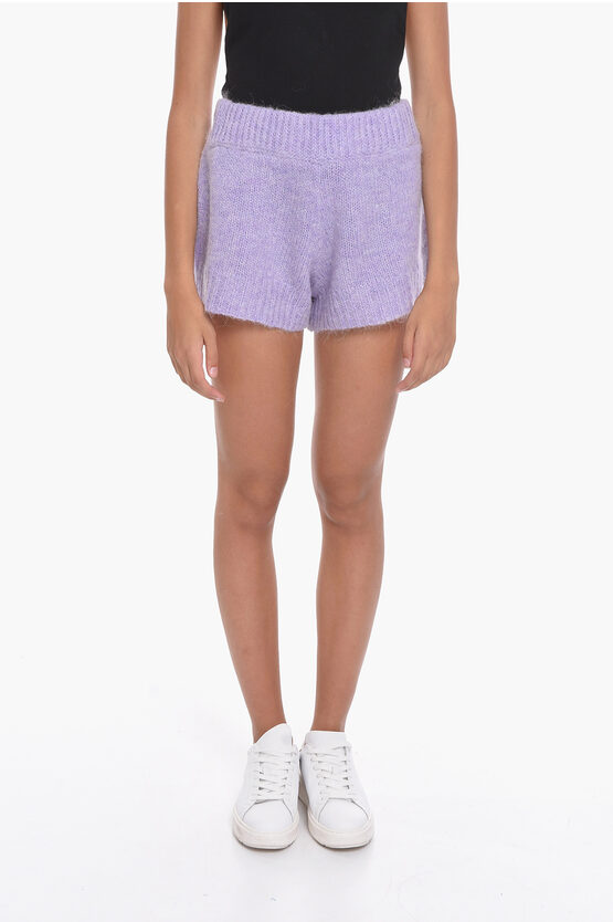 Rotate Birger Christensen Wool Blend Susanna Shorts In Purple