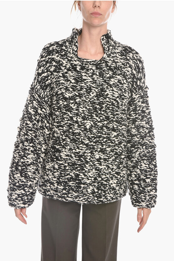 Proenza Schouler Wool Blend Sweather With Cut Out Detail On The Collar In Neutral
