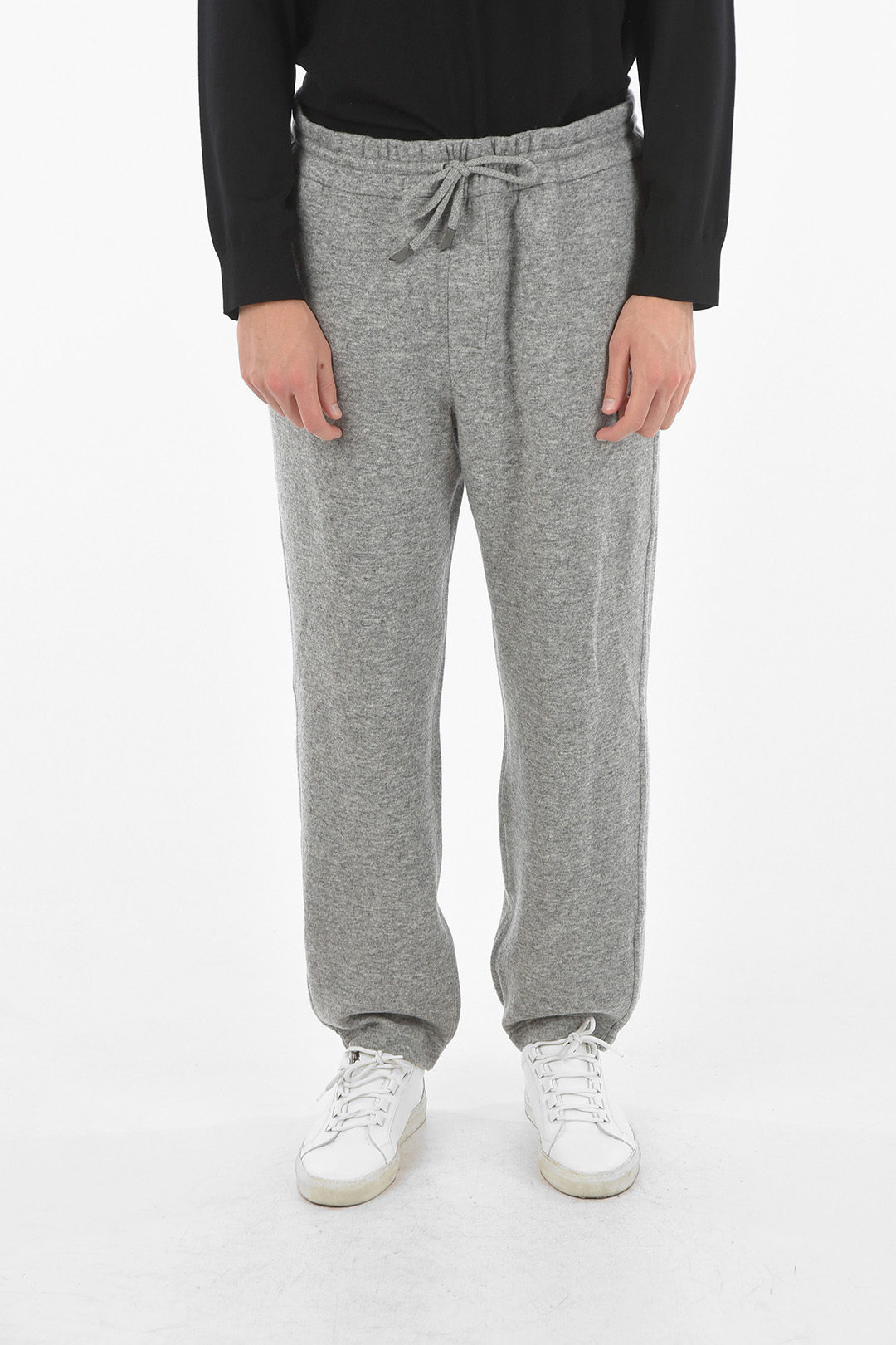 Wool Blend Sweatpants with Elastic Waistband