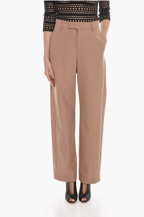 Ambush Wool-blend Tailored Pants With High Waist In Brown
