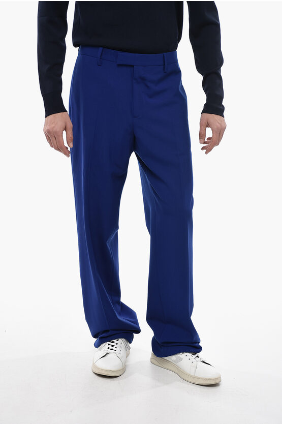 Off-white Wool Blend Tapered Fit Pants In Blue