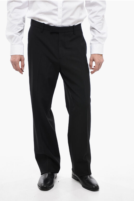 Off-white Wool Blend Tapered Fit Pants In Black