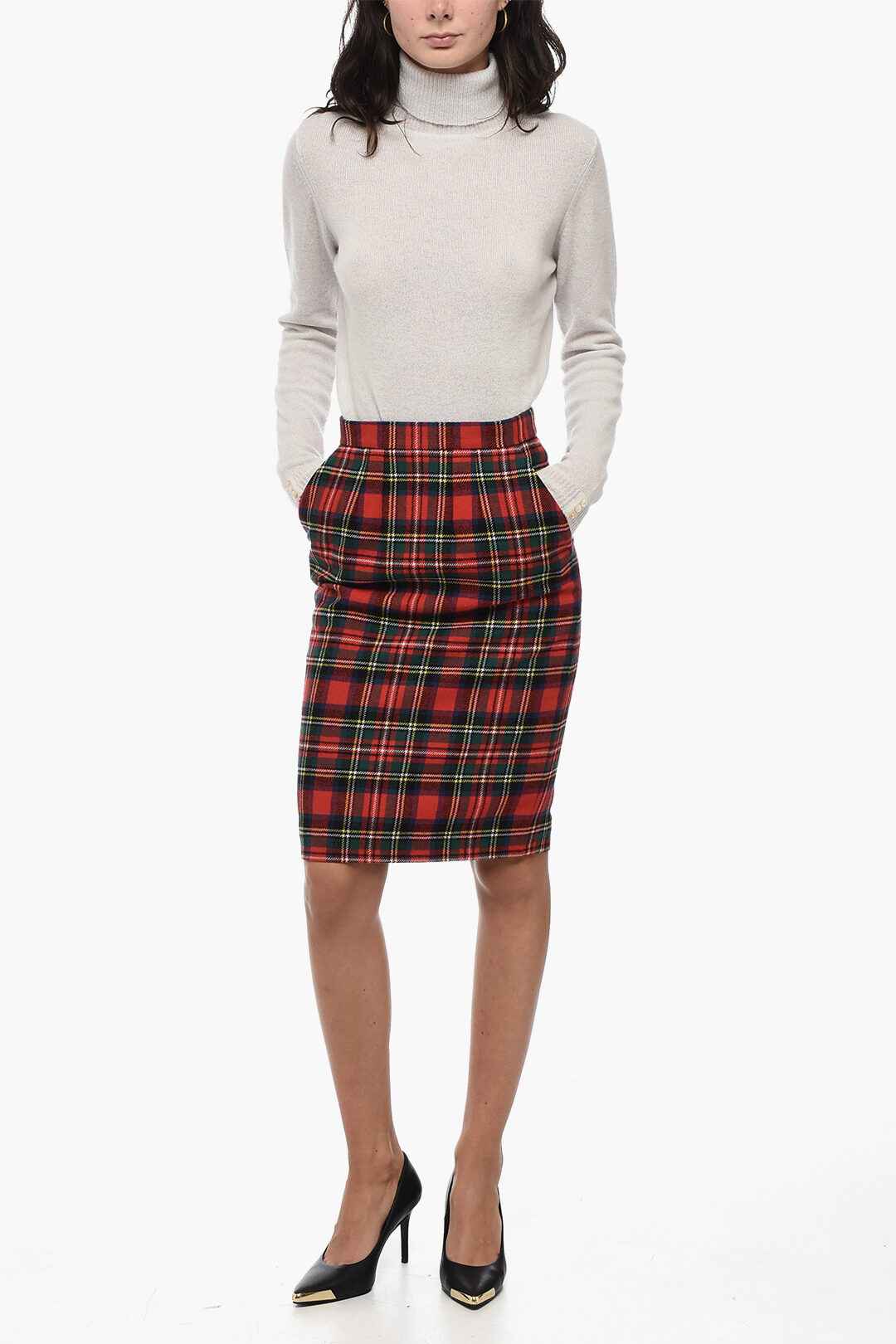 Saint Laurent Wool Blend Tartan Skirt women Glamood Outlet