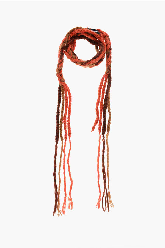 Dsquared2 Wool Blend Treccia Slim Scarf In Multi