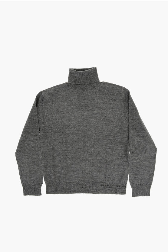 Dsquared2 Wool Blend Turtleneck Sweater In Gray