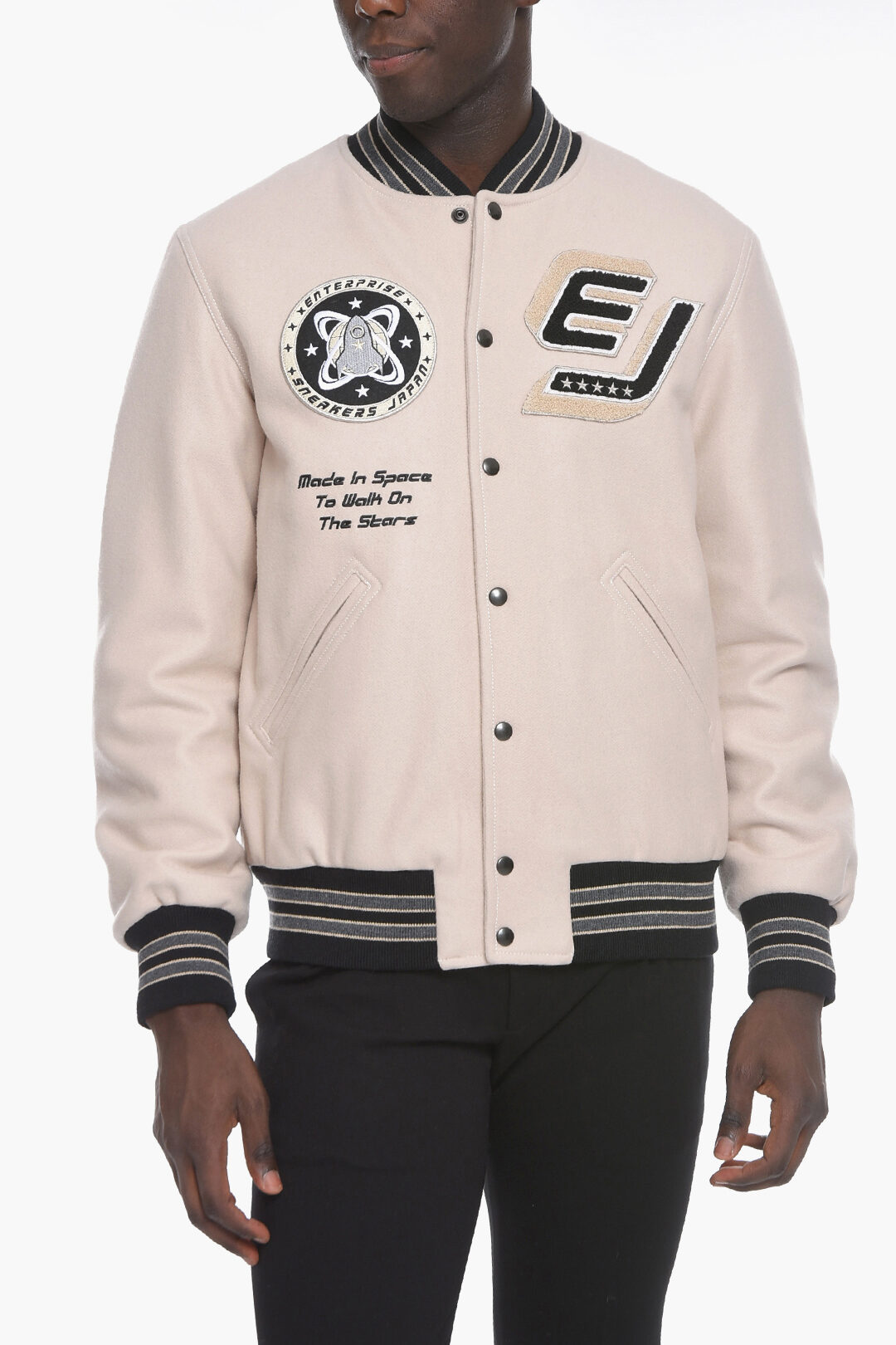 Logo Patch Wool Blend College Jacket