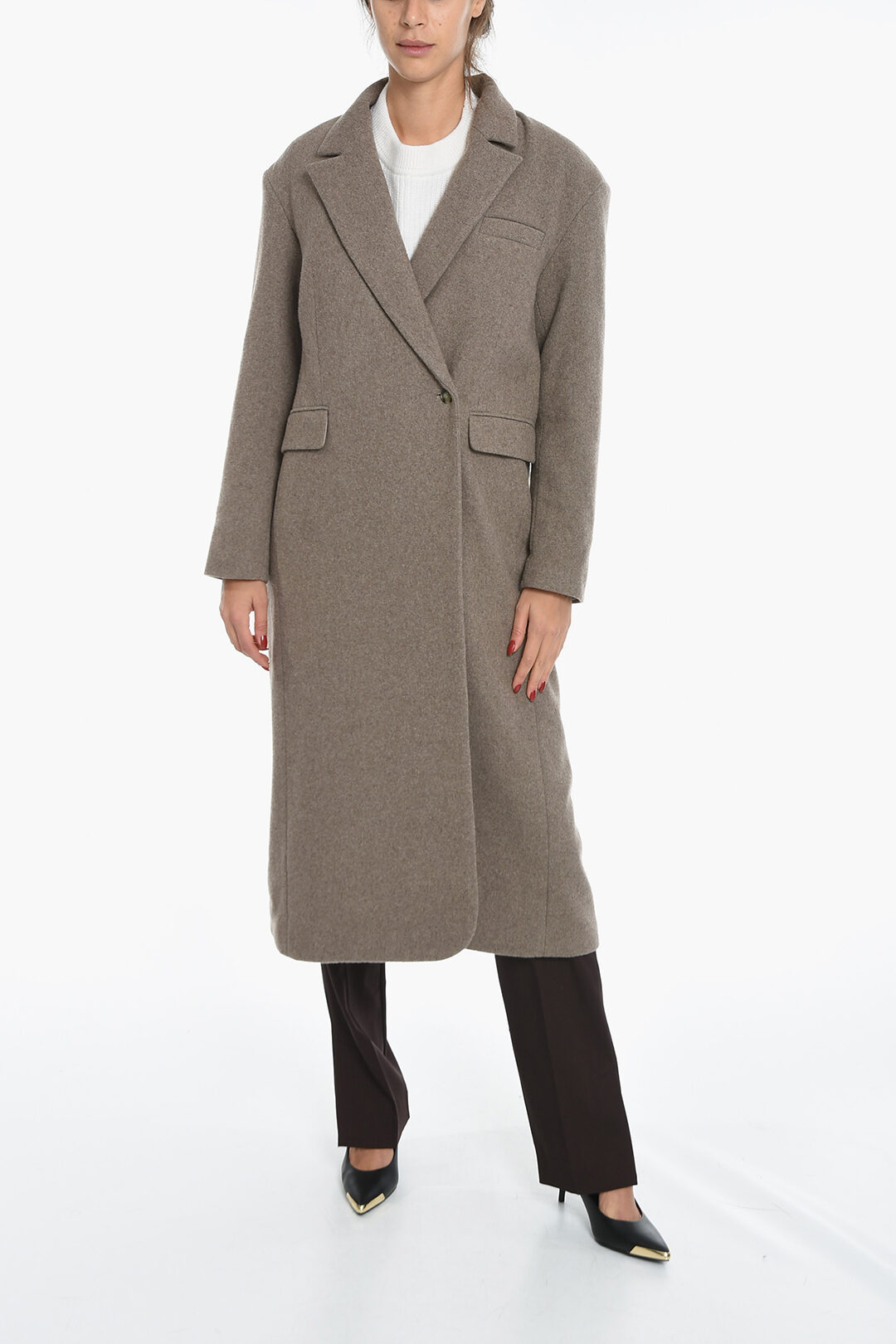 Wool Blend WANDA Double Breasted Coat with Flap Pocket