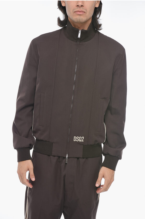 Shop Dsquared2 Wool Blended Jacket With Embroidered Logo