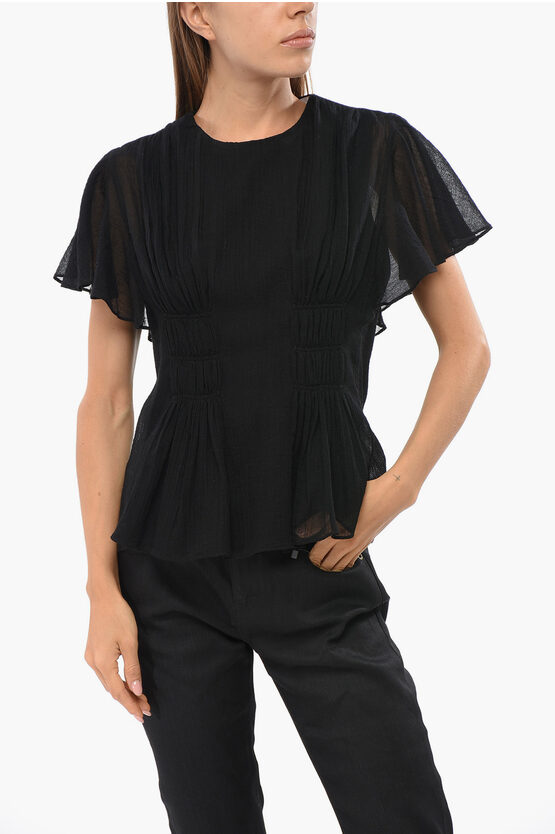Chloé Wool Blouse With Frontal Draped In Black