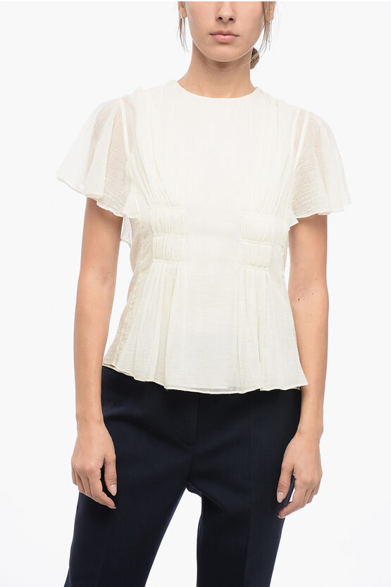 Shop Chloé Wool Blouse With Wing Sleeves