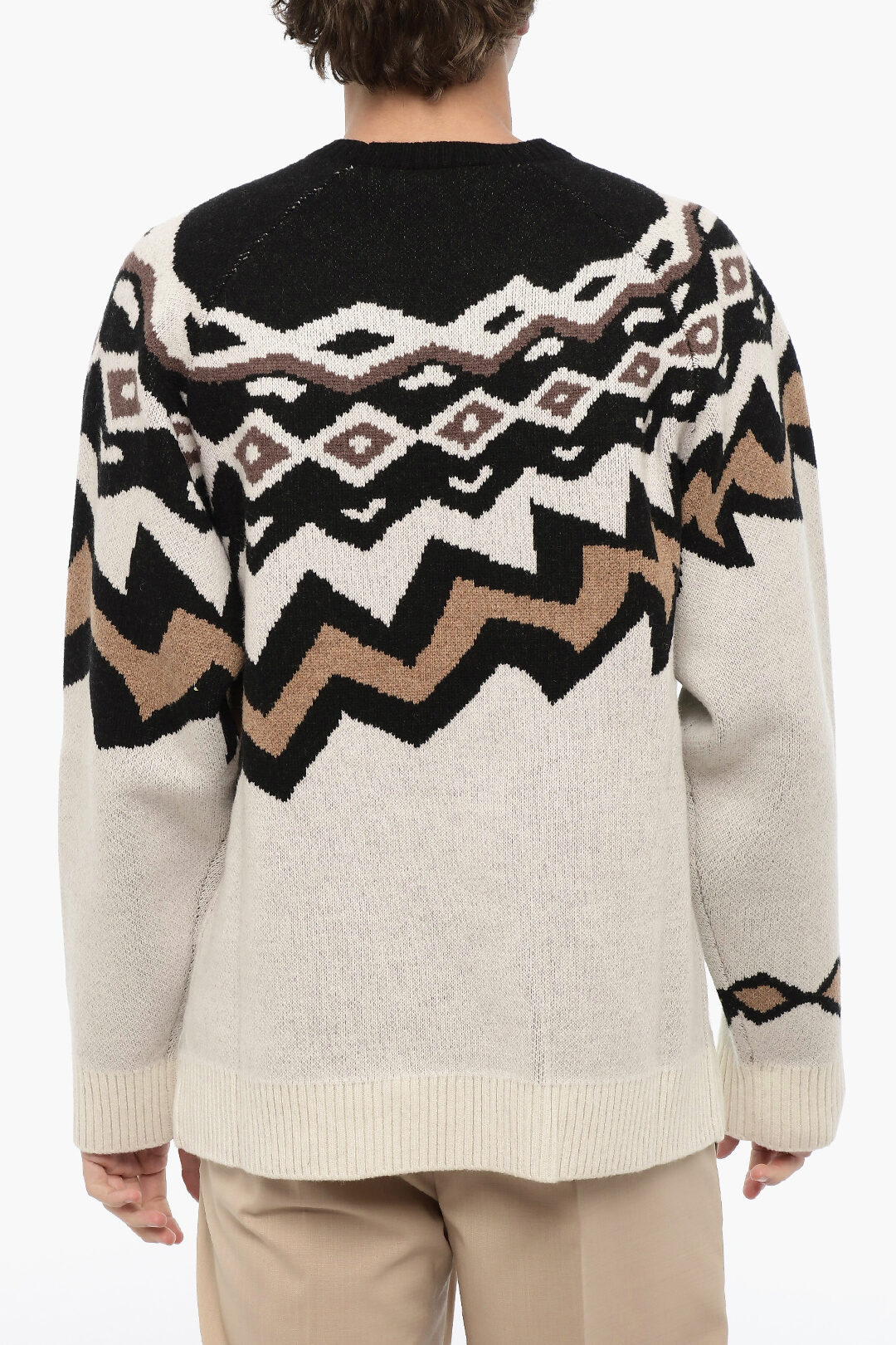 Cable-knit wool sweater in grey - Loewe | Mytheresa