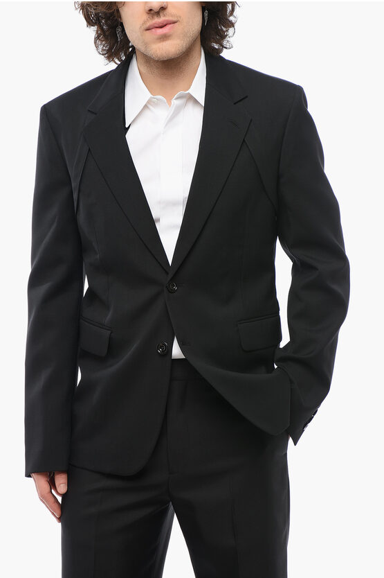 Alexander Mcqueen Wool Braces Blazer With Flap Pockets