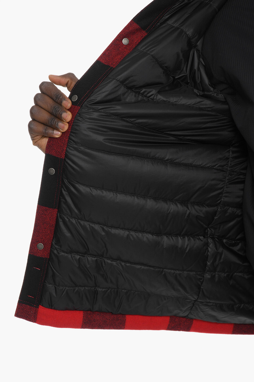 Woolrich Wool Buffalo Checked ALASKAN Down Jacket with Snap Buttons men ...