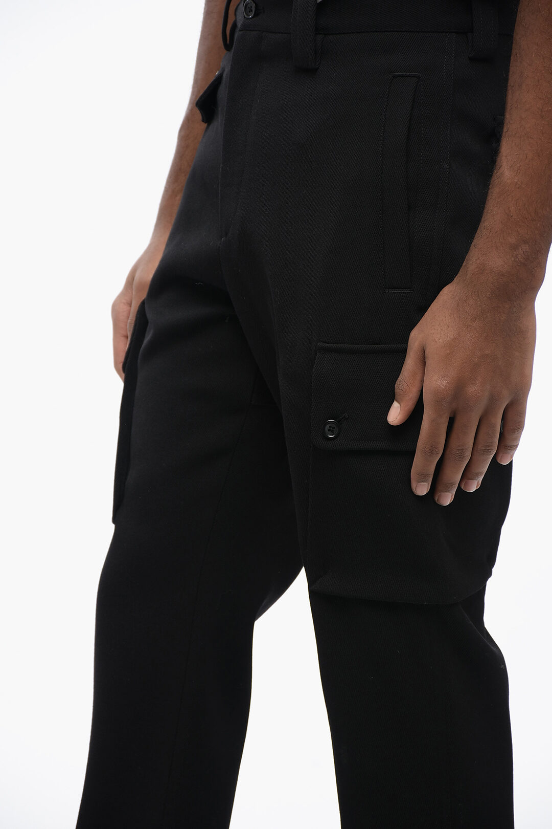 【関税＆送料込み】Dolce & Gabbana Wool Canvas Trousers Dolce & Gabbana Wool Cargo Pants With Patch men - Glamood Outlet