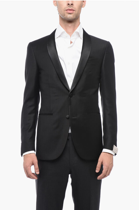 Shop Corneliani Wool Cerimonia Academy Blazer With Shawl Lapel