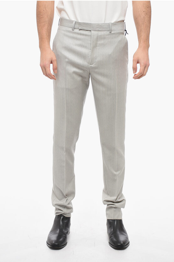 Dior Wool Chino Pants With Striped Pattern In Gray
