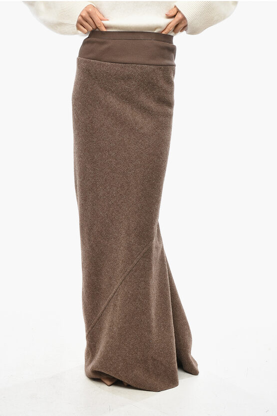 Rick Owens Wool Cloth Pencil Skirt With Flared Bottom