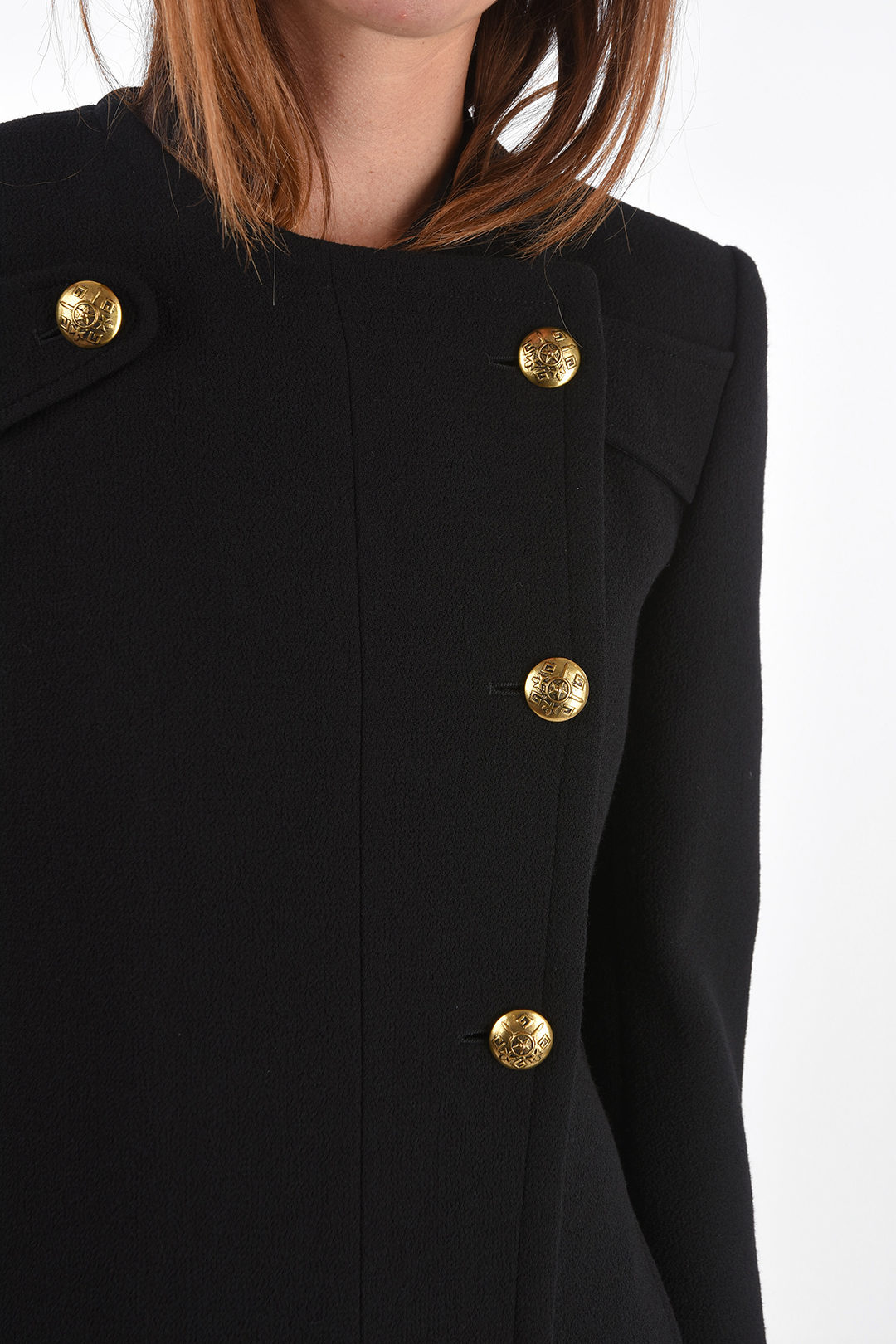 Givenchy Wool Coat with Decentralised Closure and Jewel Buttons women ...