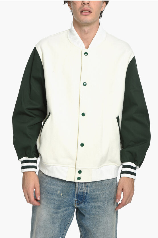 J.press Wool College Bomber In White