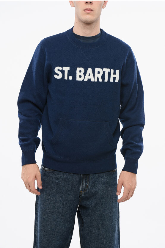 Mc2 Saint Barth Wool Crew-neck Sweater With Kangaroo Pocket